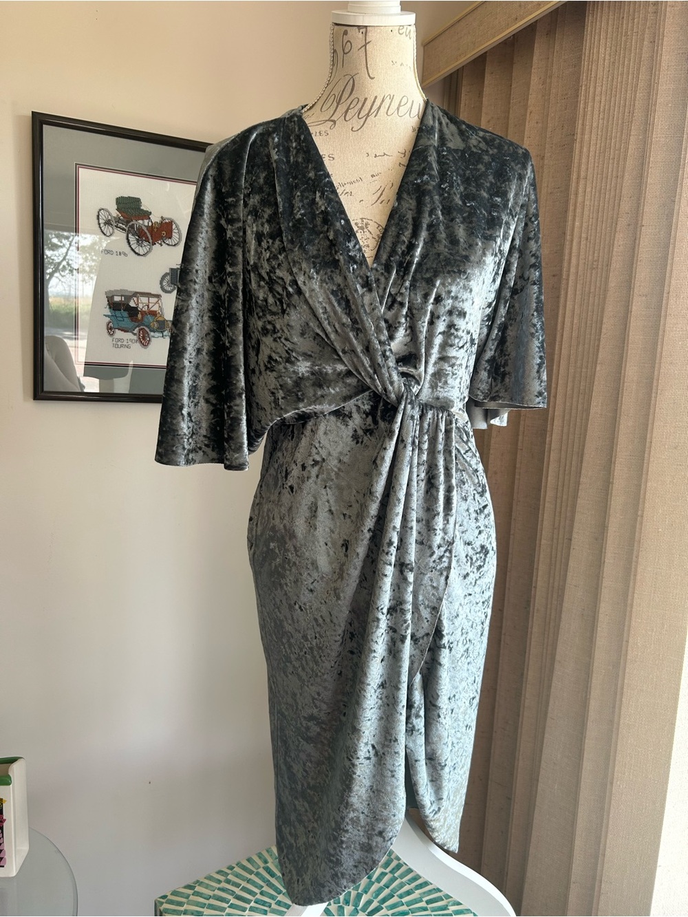 Crushed Velvet Grey Wrap Dress Alexis Rose schitts creek